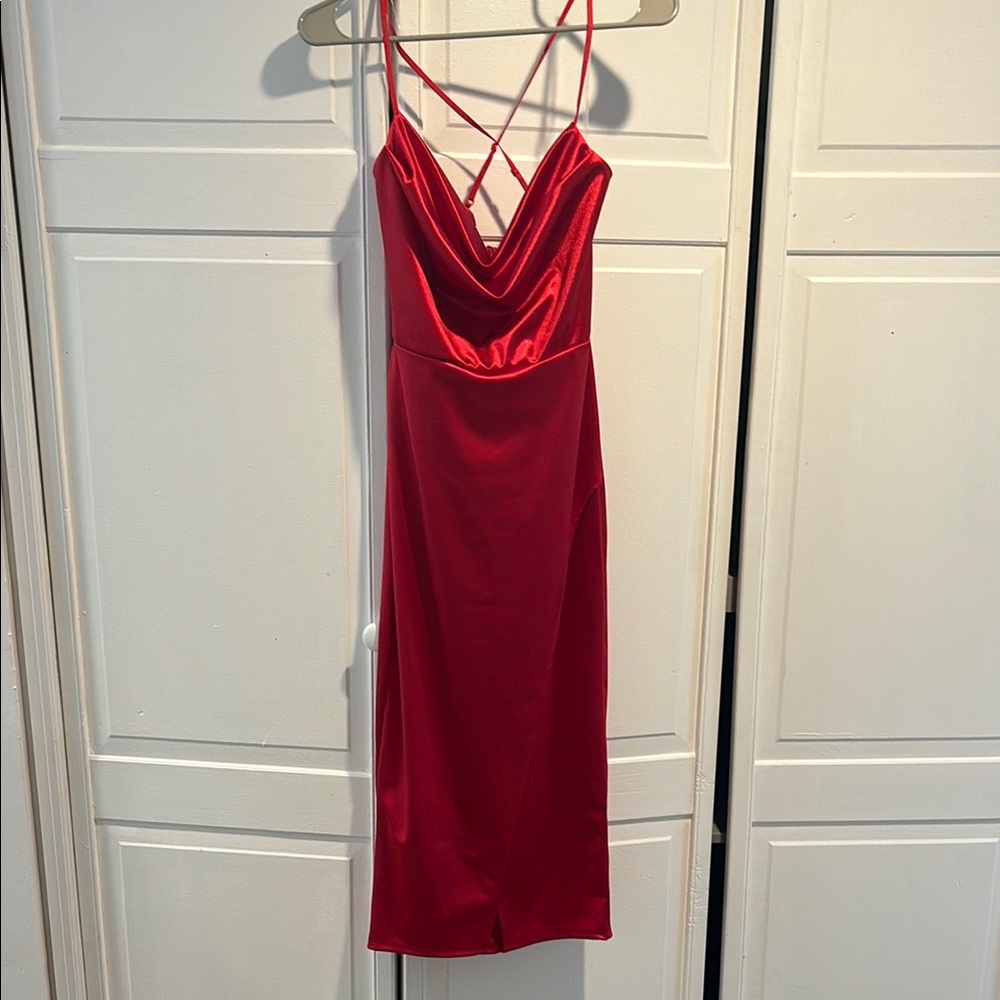NWT Windsor Red Slip Dress Cowl Neck Satin Dress